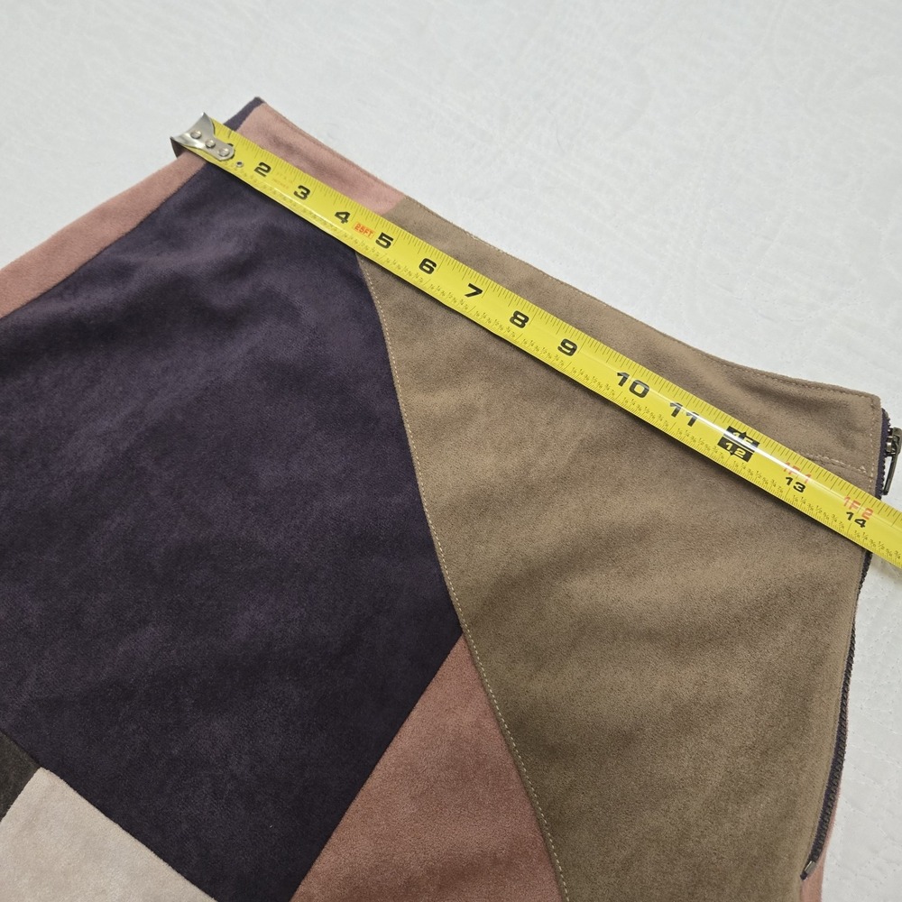 Fashion Nova Faux Suede Patchwork Mini Skirt Beige Pink Purple Hippie 90s Small - Picture 5 of 12